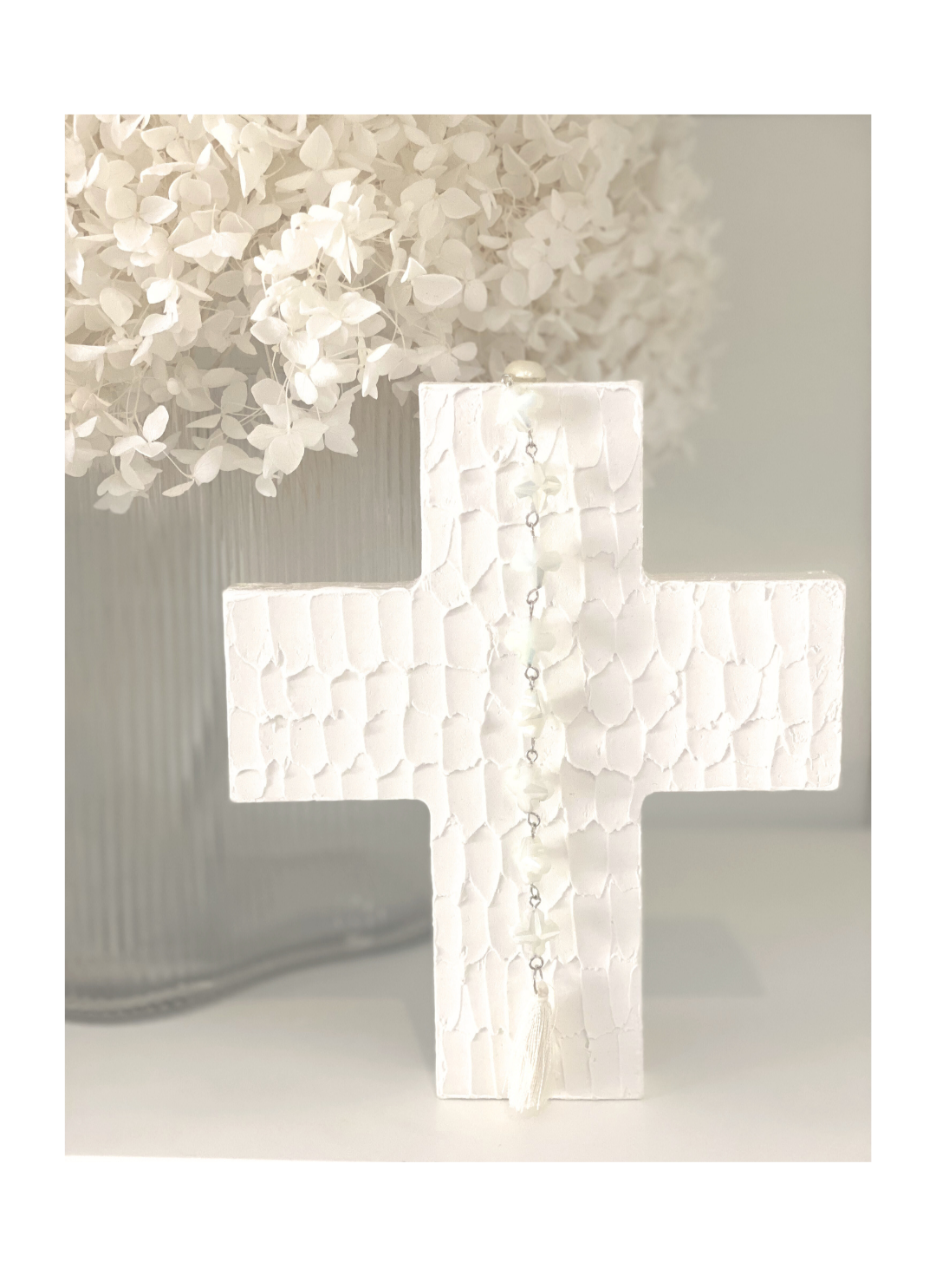 Pure- Vertical Feathered Wooden Cross